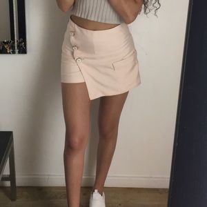Blush Pink Fold Over Button Skort